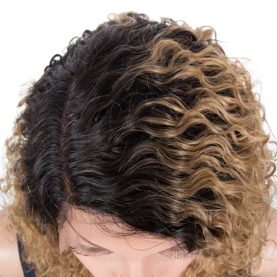 trueme profunda encaracolado bob peruca frente do laço perucas de cabelo humano colorido onda de água brasileira laço peruca de cabelo humano para as mulheres destaque peruca