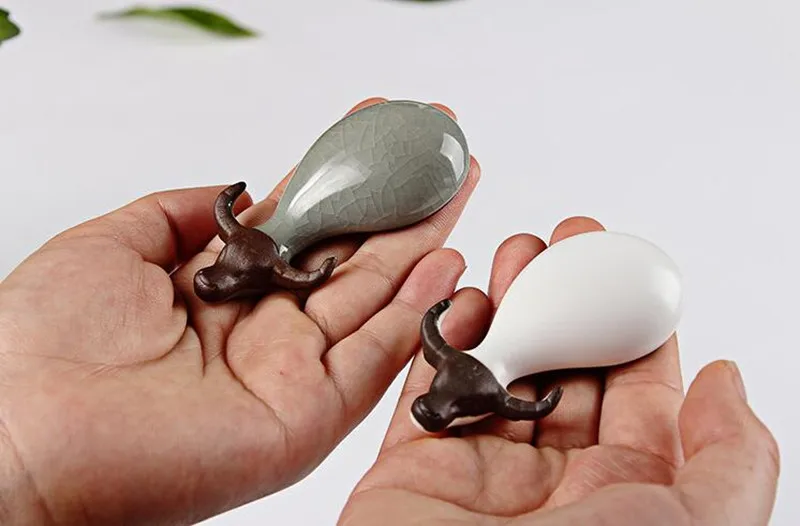 Celadon мини чай питомец крупного рогатого скота Le Tao благоприятная корова творческое Искусство и ремесла керамика предметы интерьера чайный набор украшения