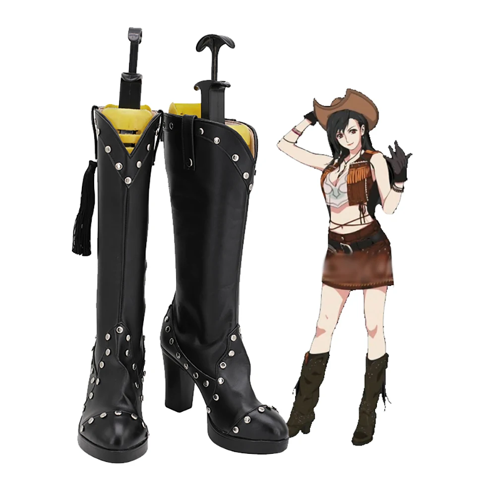 

Черные сапоги Tifa Lockhart для косплея, последняя фантазия VII, ремейк Tifa, обувь для косплея, сапоги на высоком каблуке, изготовленные на заказ