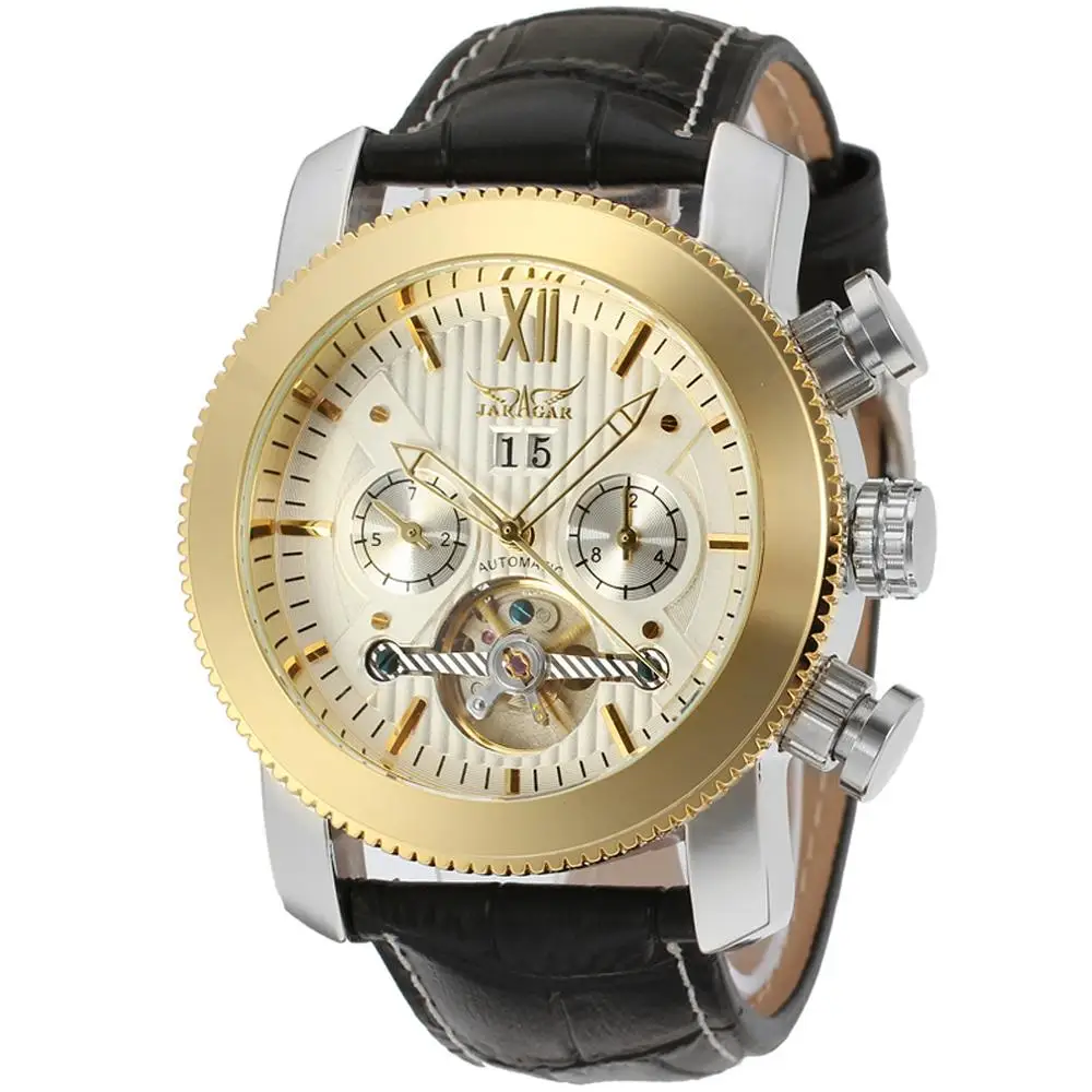JARAGAR Tourbillon, мужские часы, натуральная кожа, наручные часы, авто-дата, механические часы, мужские часы, модные мужские часы, подарки - Цвет: Type 3