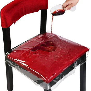 

HOMEMAXS 4PCS PVC Chair Seat Covers Chair Protector Waterproof Removable Dining Chair Covers Adjustable Strap For Most Chairs
