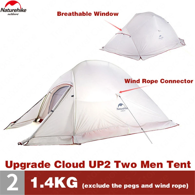 US $112.00 Naturehike Upgrade Cloud Up 2 Camping Tent 2 Persons Tourist Ultralight 20D Silicone Waterproof Hiking With Free Mat Wholesale