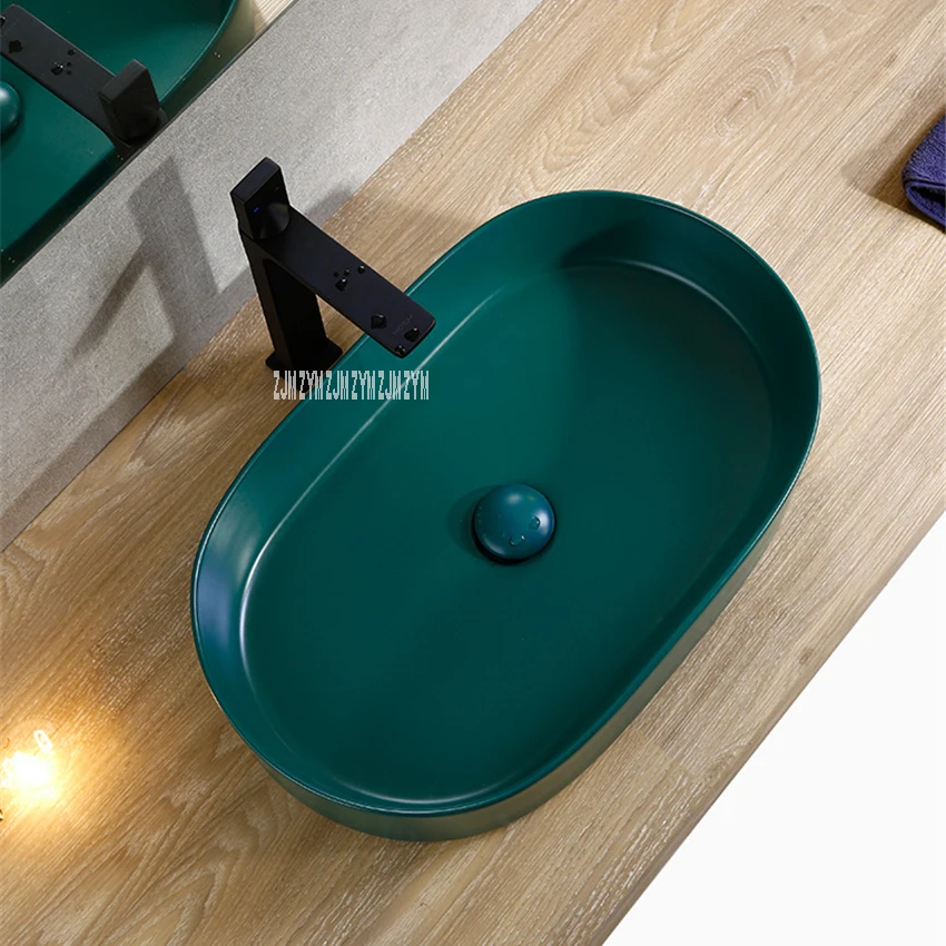 1125, матовая отделка, зеленый, современный, простой, креативный, над прилавком, раковина, ванна, ретро, раковина, керамическая, овальная, ручная, раковина, чаша