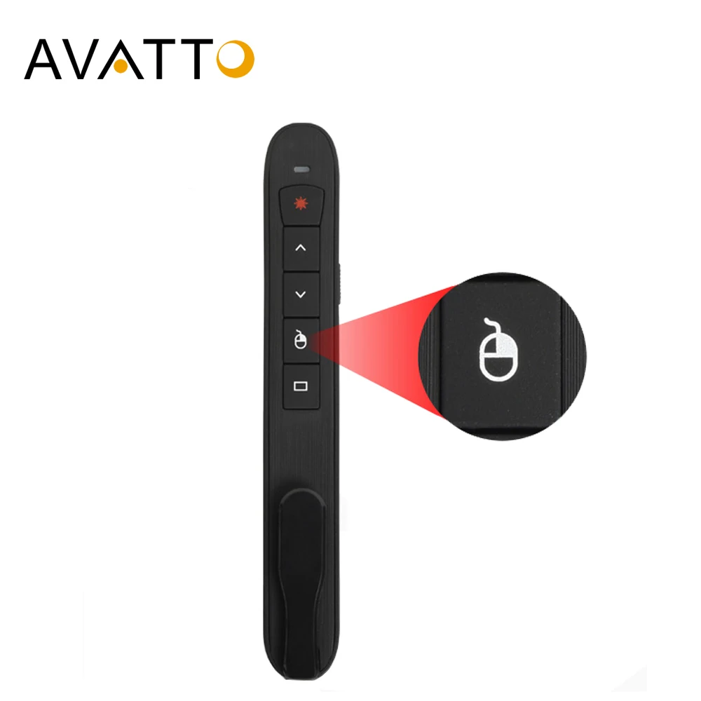 

[AVATTO] RF 2.4G Wireless Presenter with Air Mouse Function PowerPoint Remote Control PPT Clicker Presentation Pointer Laser Pen