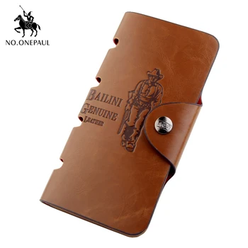 

NO.ONEPAUL 2020 new men's long wallet wallet men's dollar clip leather men's suit bag wallet men's button retro handbag