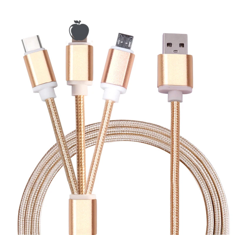 3 в 1 USB кабель для iPhone 8X7 6 6S Plus 5 5S samsung Xiaomi lenovo 2 Micro type C кабели быстрой зарядки KY180| |