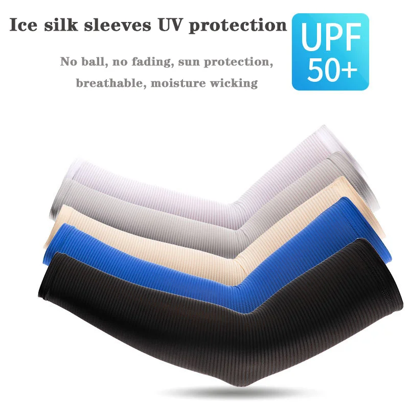 

Ice Silk Sleeves 2pcs Sport Arm Cover Sunscreen Cuff Unisex UV Protection Sleeves Compression Sleeve Basketball Cycling Cover