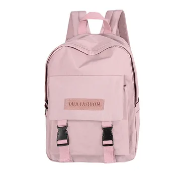 

Student Schoolbag Backpack Campus Nylon Leisure Package Solid Color Couple Backpack Young Girls Nylon Schoolbag New