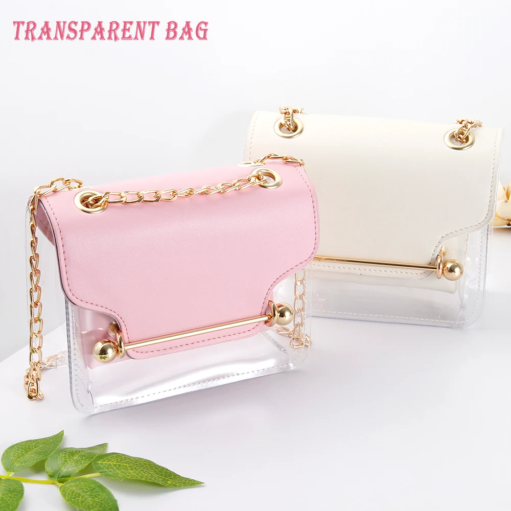 

Fashion Women Bags Small Square Shoulder Bag Clear Transparent PVC Composite Messenger Bags Jelly Bolsa femenina 2019