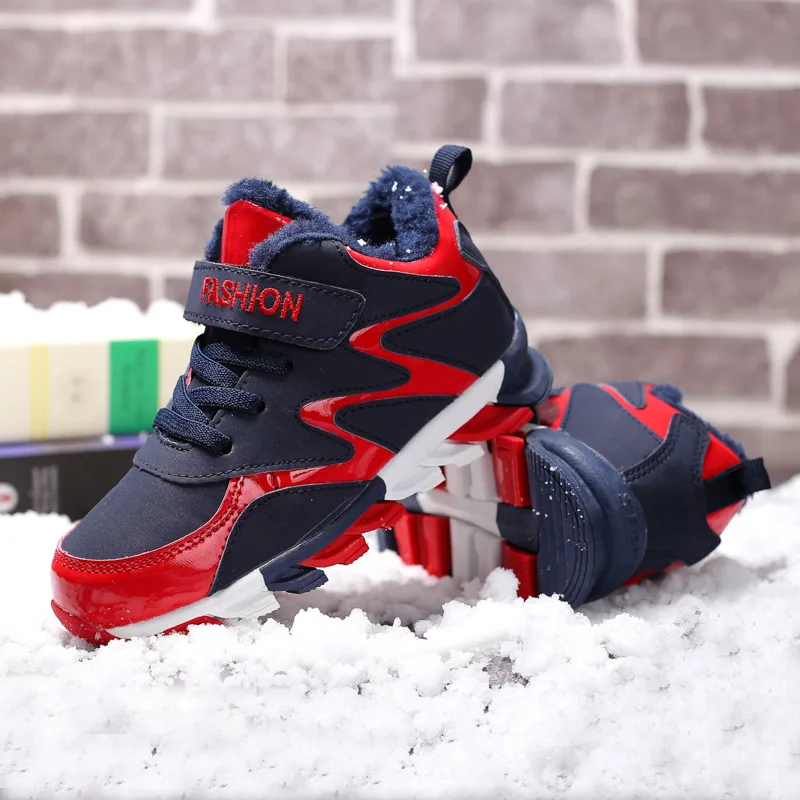 Children's Sport Shoes Plus Velvet Warm Cotton Running Shoes for Boys Fashion Winter Boots Kids Girl Leather Boots Boys Sneakers