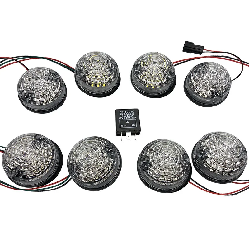 8PCS For 83-90 90/110 Land Rover Defender Complete LED Lamp Upgrade Kit Clear/Smoked - Цвет: 8pcs clear