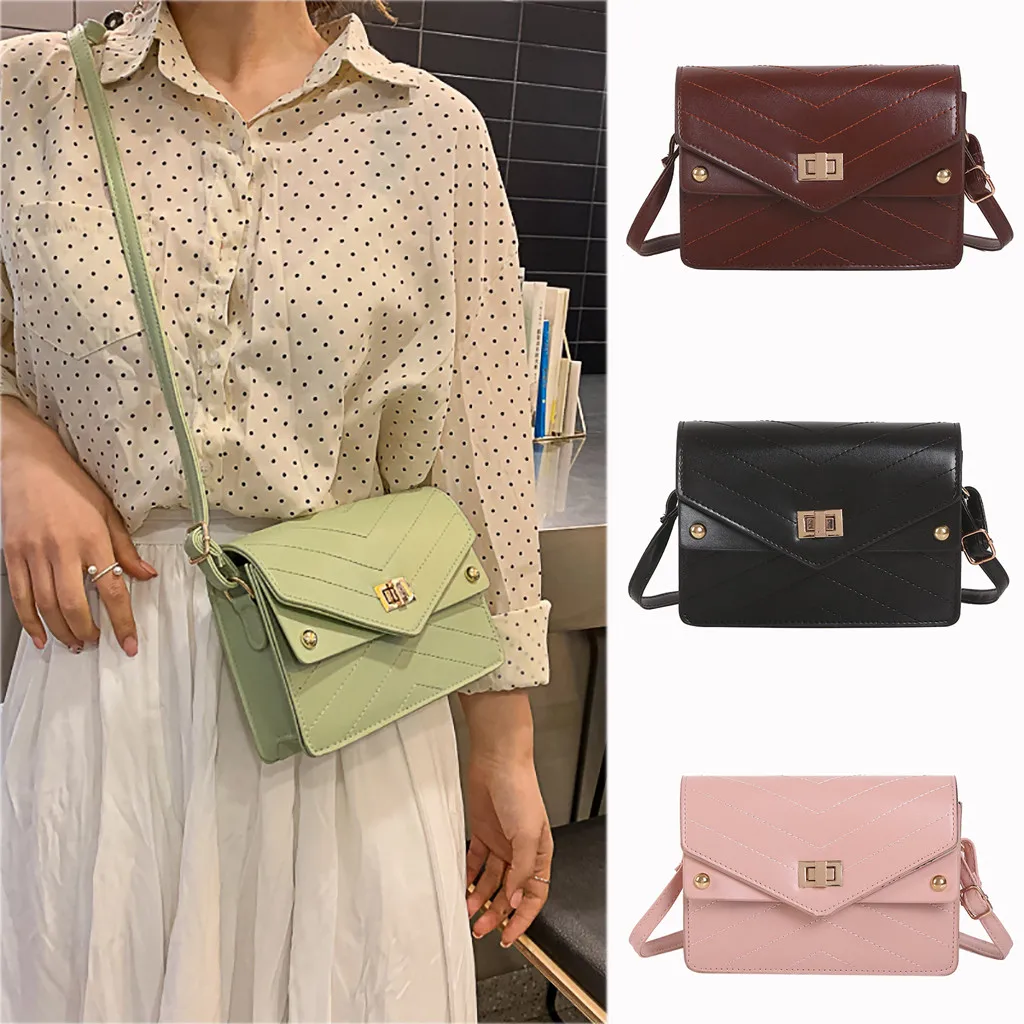 

2019 Beauty Casual Women Wild Texture Shoulder Bag Fashion Messenger Lock Small Square Bag Bolsa Feminina Pequena