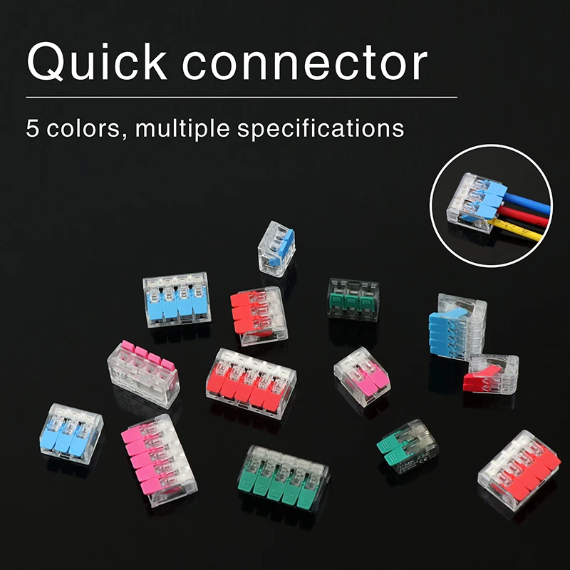 

Wire connector 25/50/100 pieces mini quick connector universal compact terminal block plug-in electrical wire connectors fast c