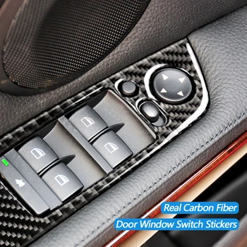

For BMW 3 Series E90 2005-2012 Real Carbon Fiber Accessories Window Lifter Switch Buttons Decorative Cover Trim Interior Sticker