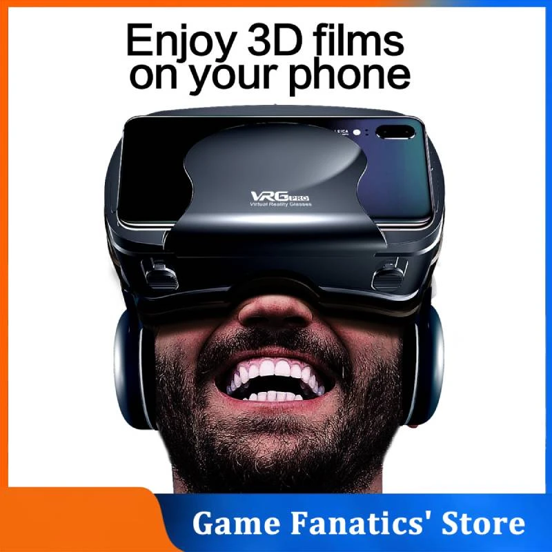 VR GlassesVR Headset Glasses 3D Full Screen Visual Wide-Angle Virtual Reality VRG Pro for 5-7inch Smartphone Movies Games