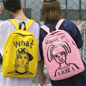 

B02099 Personalized Cute Girl Print Backpack Graffiti English School Student Shoulder Bags Book Bag