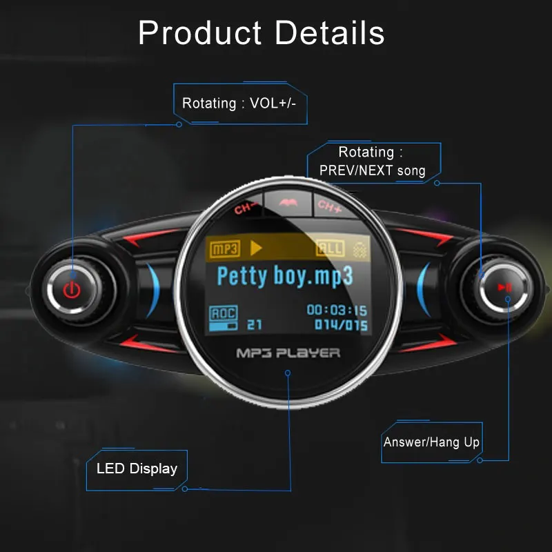 Fm-передатчик Bluetooth беспроводной радиоадаптер портативный fm-адаптер автомобильный fm-передатчик Универсальный fm-передатчик громкой связи