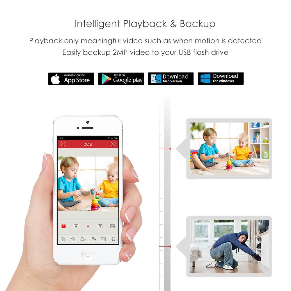 ZOSI 8 Channel 1080N TVI 8CH 720P HDD Nightvision Dome CCTV Video Home Security Led Camera System Surveillance DVR Kit