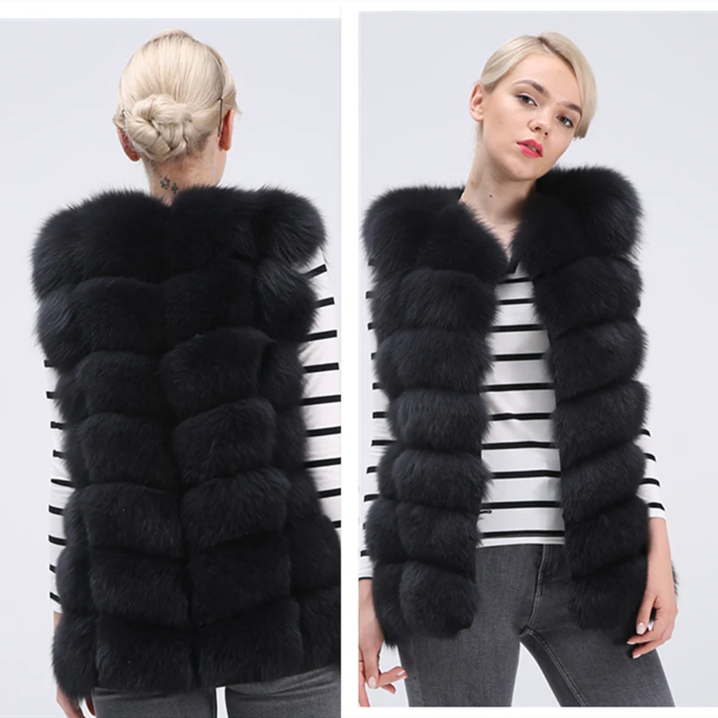 

Natural Real Fox Fur Vest Jacket Waistcoat Short sleeveless Vestwoman winter warm Natural Fur Vest Real Fur Jacket Fox Fur Coats