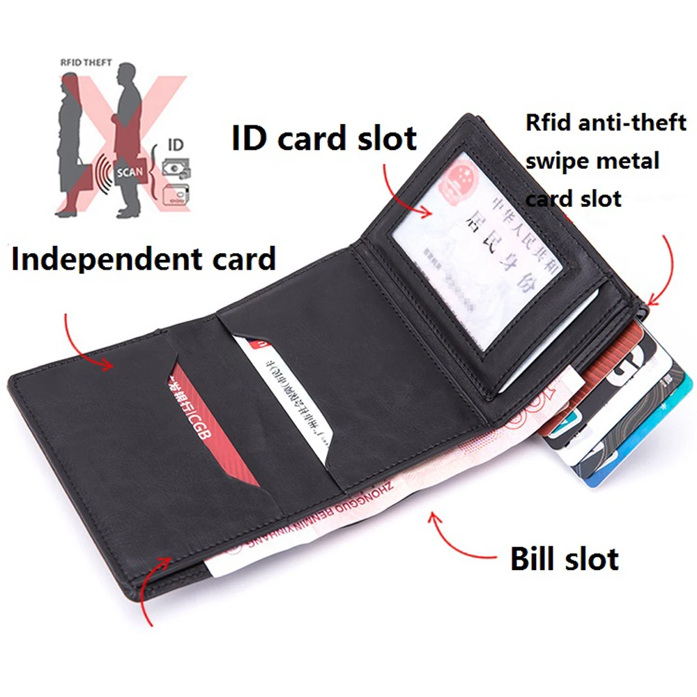 Cizicooco New Carbon fiber Men Credit Card Holder Blocking Rfid Wallet Leather Unisex Security Information Aluminum Metal Purse