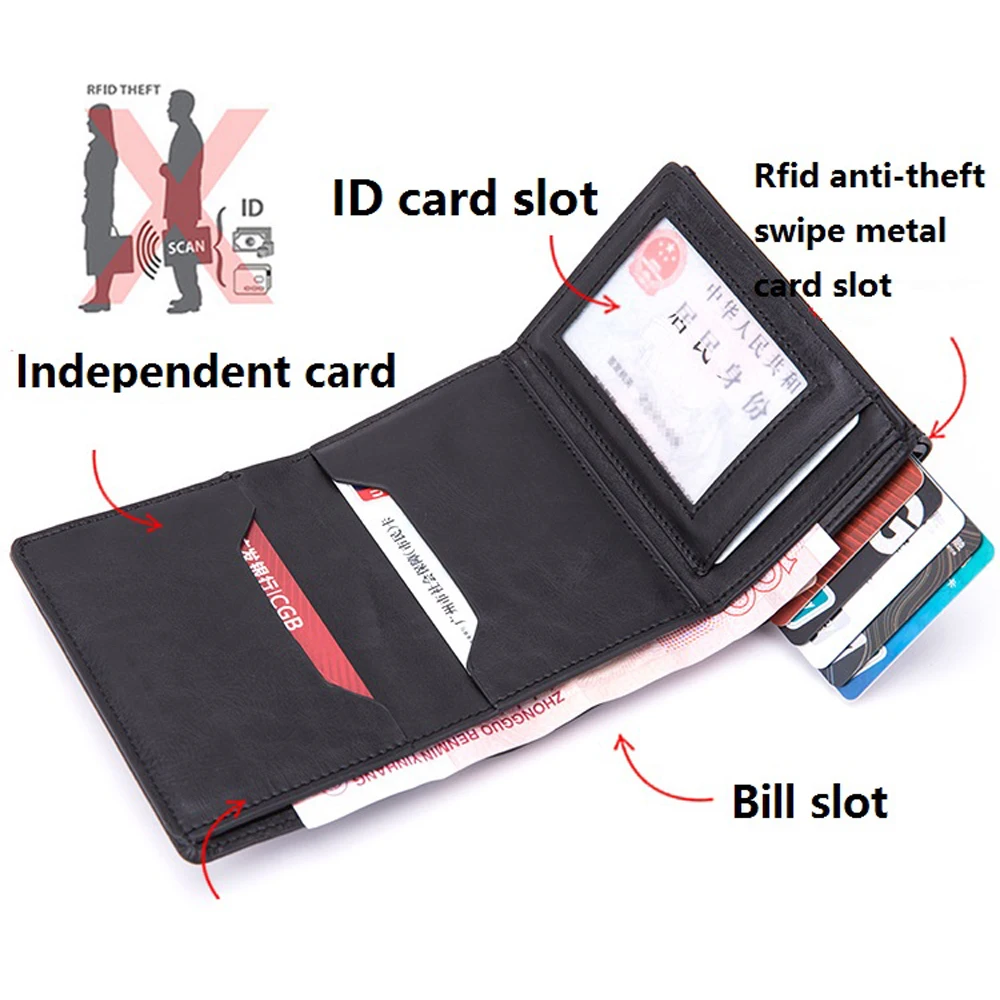 Credit Card Holder Wallet Cizicooco Carbon fiber Men Leather Unisex Security Information Aluminum Metal Purse
