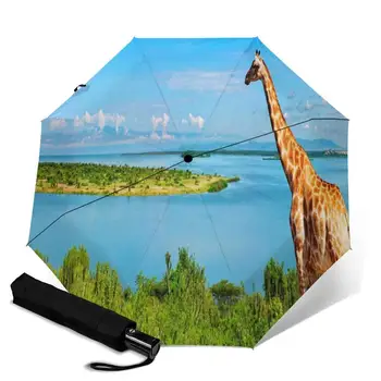 

Giraffe creative men's and women's automatic three fold umbrella rainy day colorful fashion umbrella