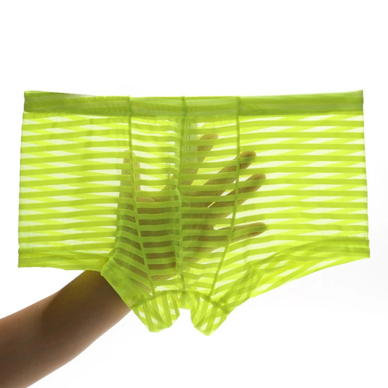 M-3XL 10Colors Striped Transparent Man Ultra-Thin Mesh Bulge Pouch Underpants Breathable Cool Low-Waist Ice Silk Briefs Shorts 3d printer filament silky feeling pla gold 1kg 0 5kg 0 1kg green 3d printing silk texture 10colors materials