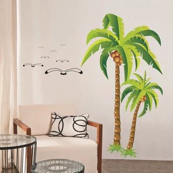 

BESTCoconut Palm Tree Sticker Tropical Beach Wall Decal Living Room Backdrop Sticker