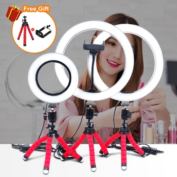 

Photography LED Selfie Ring Light 16CM/26CM Dimmable Camera Phone Ring Lamp/Table Tripods For Makeup Video Live Studio