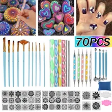 70 pçs mandala ferramentas de pintura estênceis diy pedra gravação starter desenho stylus canetas kit arte handwork decoração