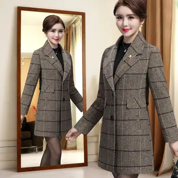 

Spring and Autumn windbreaker coat for middle-aged and old mothers 40-50 years new style mid-aged women's winter woolen 2020