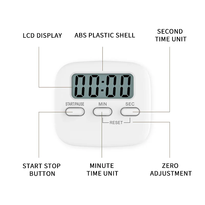 LCD Digital Screen Kitchen Timer Magnetic Cooking Countdown Alarm Sleep Stopwatch Temporizador Clock Home Multifunctional Tools 4