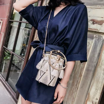 

Disco Bag Women Bag 2020 New Chic Chain All-match Bucket Straw Shoulder Ultra-Fire Messenger Bag Shoulder Bag Women