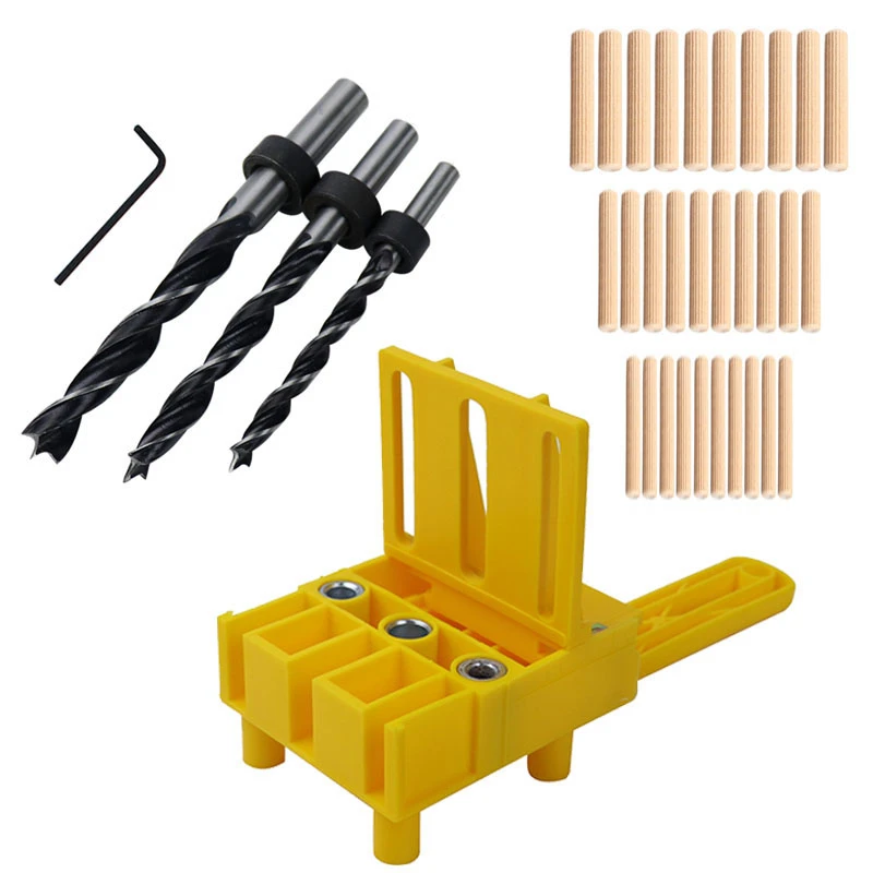 

Woodworking Doweling Jig Drill Guide Kit Pocket Hole Jig System 6/8/10mm Drill Bit Stop Hole Puncher For Carpentry Dowel Joints