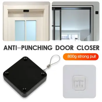 

Punch-free Automatic Sensor Door Closer Slides Door Closer Mounted Spring Quick Install With Hook