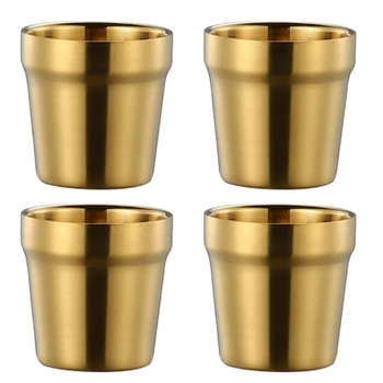 

4 Pcs Rainbow Stainless Steel Stemless Wine Glasses, Cups Are Durable & Unbreakable for Indoor and Outdoor Party Use Gold
