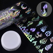Стиль пламени Голографическая фольга для ногтей огненный дизайн ногтей переводная наклейка водная горка Дизайн Ногтей Декоративные наклейки для маникюра 4*100 см