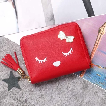 

2020 Tassel Bow Women Wallet Small Cute Wallet Women Short Leather Women Wallets Zipper Purses Portefeuille Female Purse Clutch