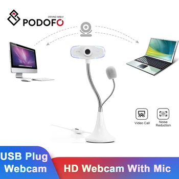 

Podofo HD Webcam Full HD Webcam Cover MIC Microphone Webcam Cover For Laptops PC Computer For Win 7 8 10 Android IOS Web Camera