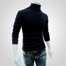 

40%HOTMen Autumn Winter Solid Color Turtle Neck Cotton Pullover Thin Bottoming Shirt