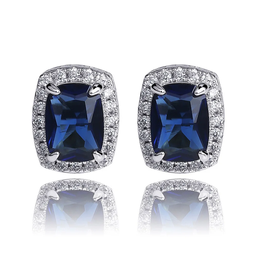 Микро Pave кубический циркон многоцветные камни Iced Out шпилька квадратная серьга серьги хип хоп ювелирные изделия для подарка вечерние для мужчин и женщин