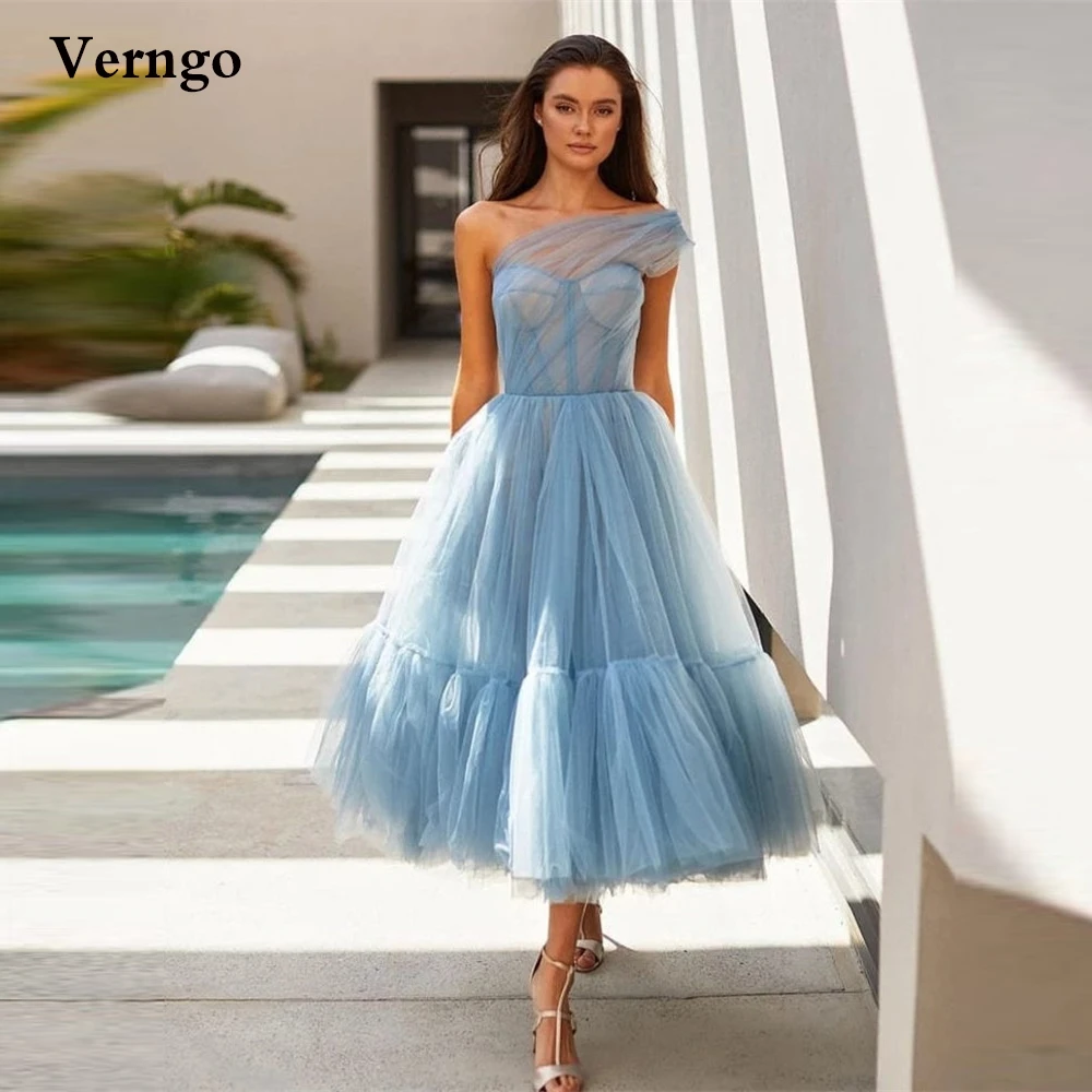 Verngo 2021 Old Blue Tulle Corset Prom ...