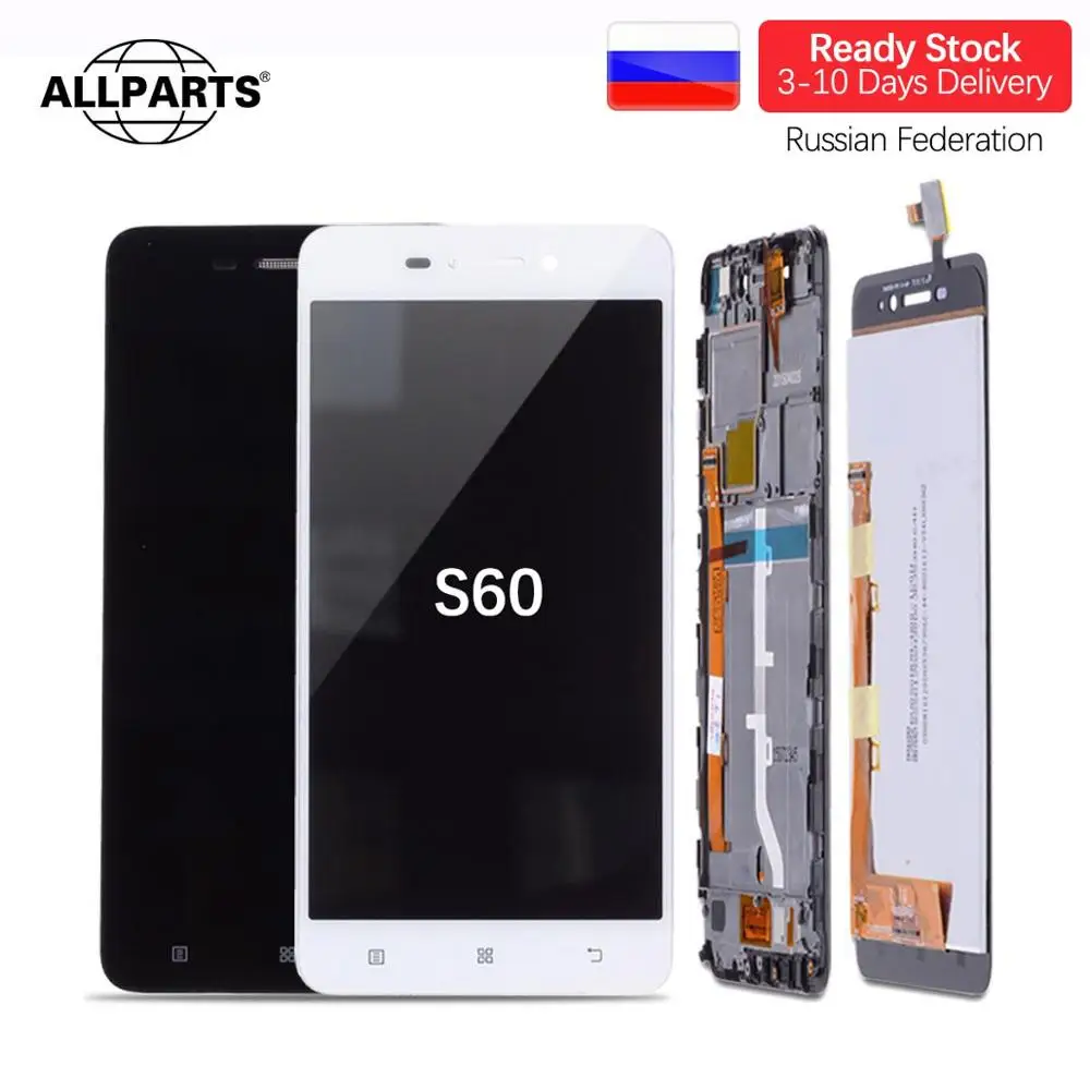 Дисплей для Lenovo S60 S60W S60T S60A LCD в сборе с тачскрином на рамке Оригинал черный