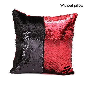 

Sequin Throw Pillow DIY Glitter Magical Two Color Change Reversible Black+red Cushion Cover Sofa Home Decorative Pillowcase