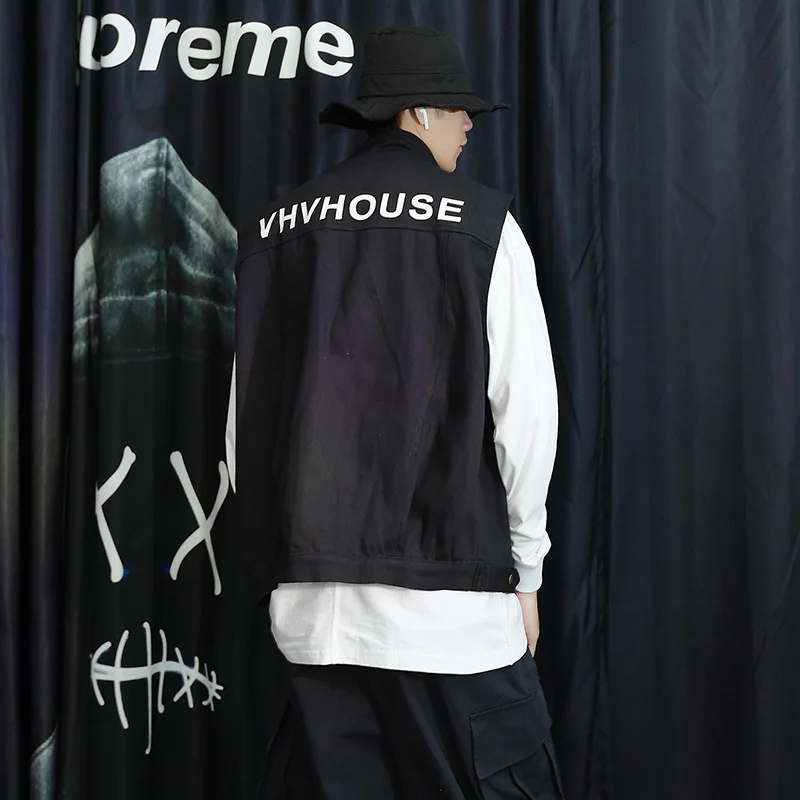 

2019 Autumn New Korean Men's National Tide Hip Hop High Street European And American Letter Printing Loose Casual Vest