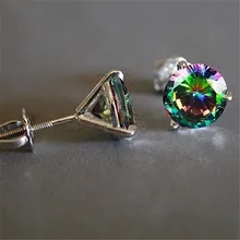 Серьги-гвоздики в виде солитера, Настоящее 925 пробы, серебро, AAAAA cz, вечерние свадебные серьги, ювелирные изделия для женщин и мужчин, массивные ювелирные изделия