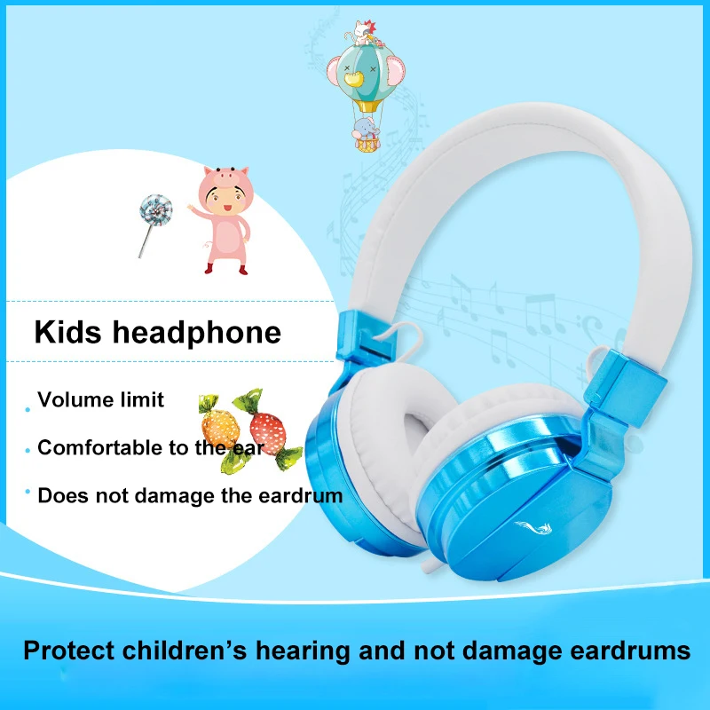 Foldable Kids Headphone Safe Volume Kids Learning Music Headset with Microphone for Smatphone PC Boys Girls Birthday Gifts