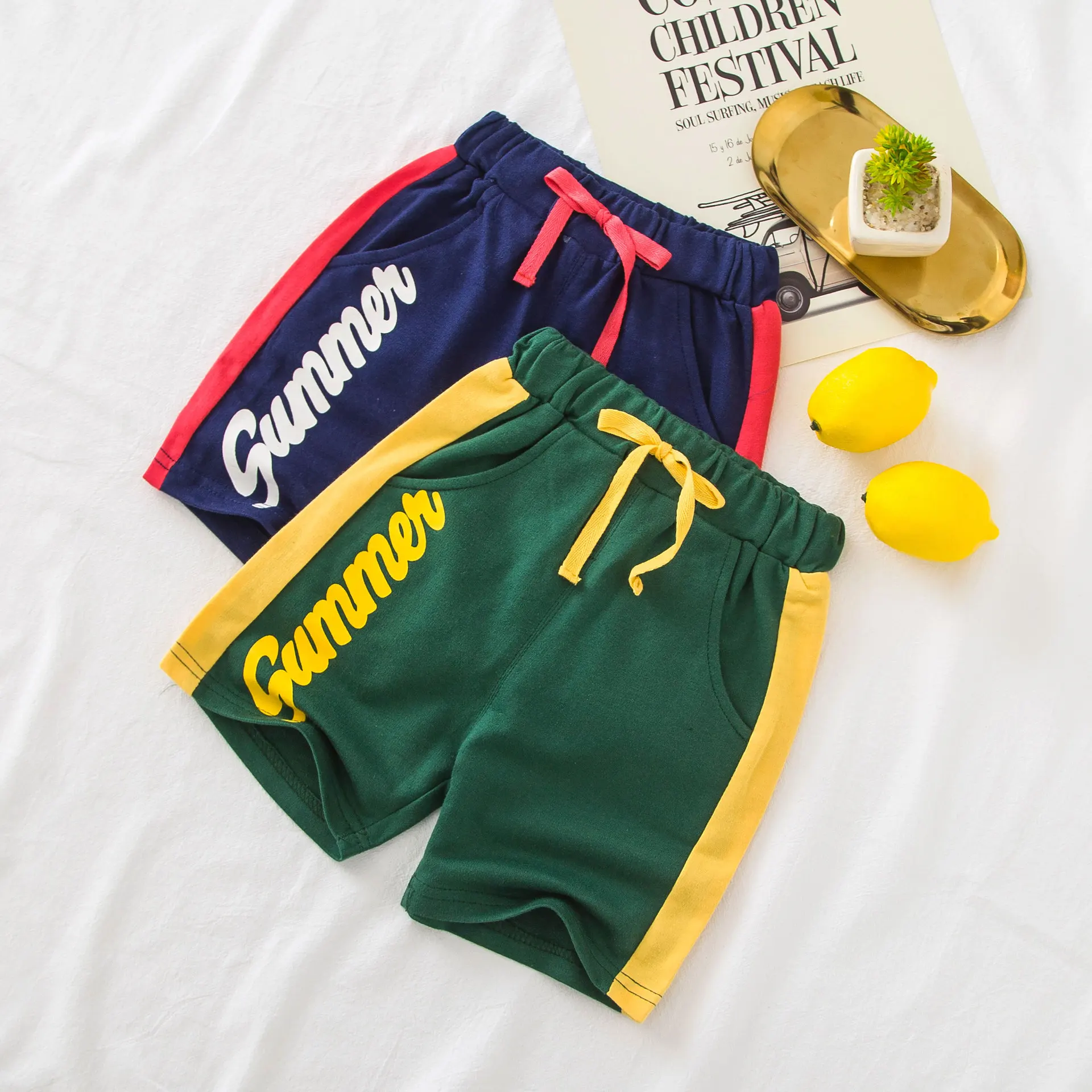 Г. Новые стильные однотонные спортивные мужские шорты с буквами в Корейском стиле, детские штаны средней длины