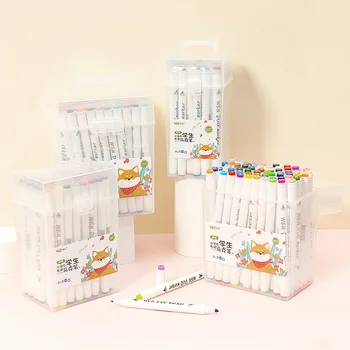 

Kiss Flower Painted Double Headed Water-Soluble Marker Package 60-Color 80 Color Students Design Freehand Pen Tasteless Environm
