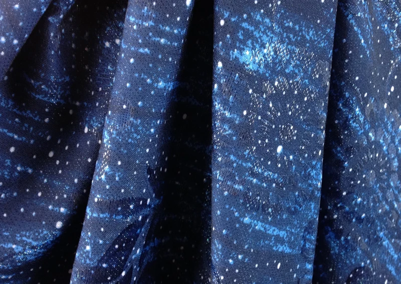 Полиэстер синий звездное небо жаккардовая ткань с принтом для платья, швейная одежда Сделай Сам парча галактические звезды швейная скатерть для штор